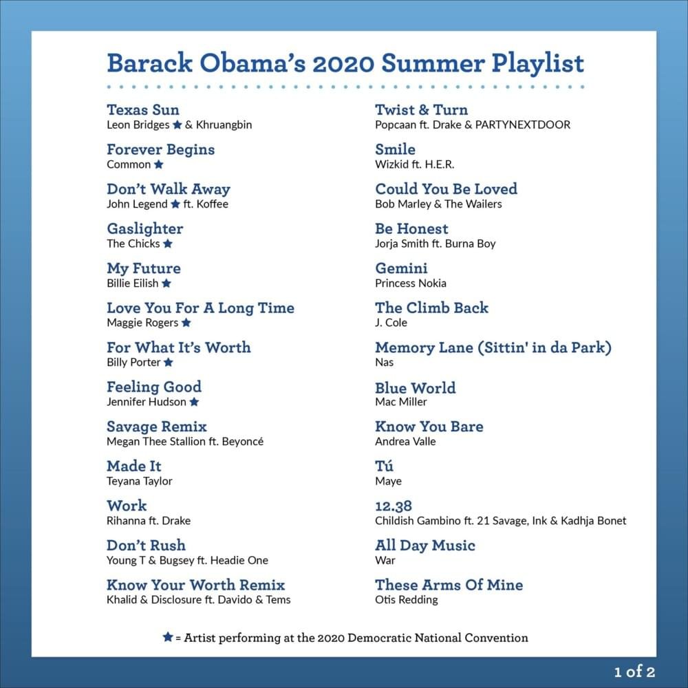 Cover dell'album 'Barack Obama’s Summer 2020 Playlist'