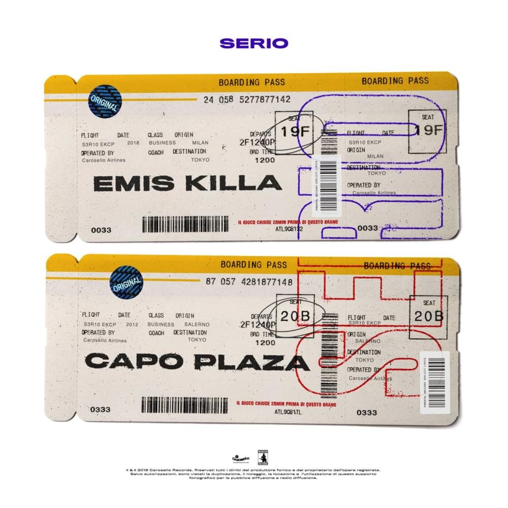 Cover della canzone 'Serio' di Emis Killa ft. Capo Plaza