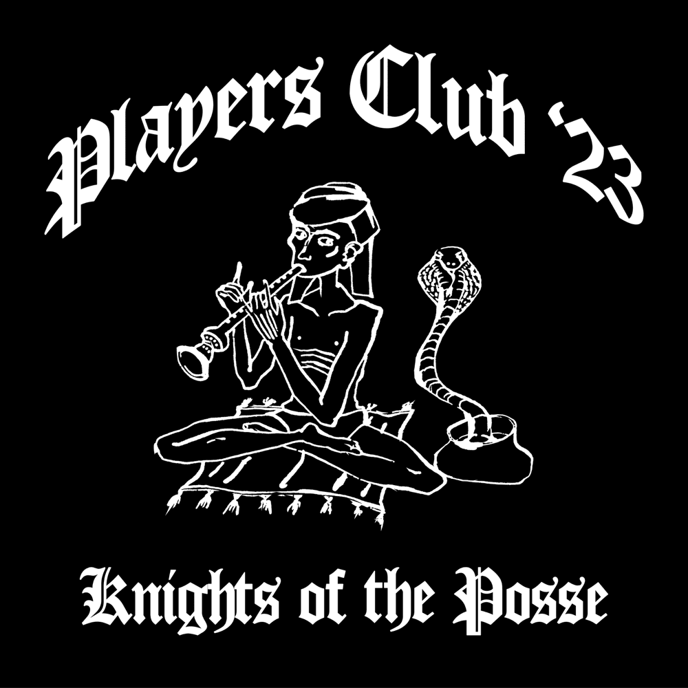 Cover della canzone 'Players Club ’23 (Knights of the Posse)' di Night Skinny ft. Artie 5ive, Astro (ITA), Kid Yugi, Low-Red, Nerissima Serpe, Papa V, Tony Boy