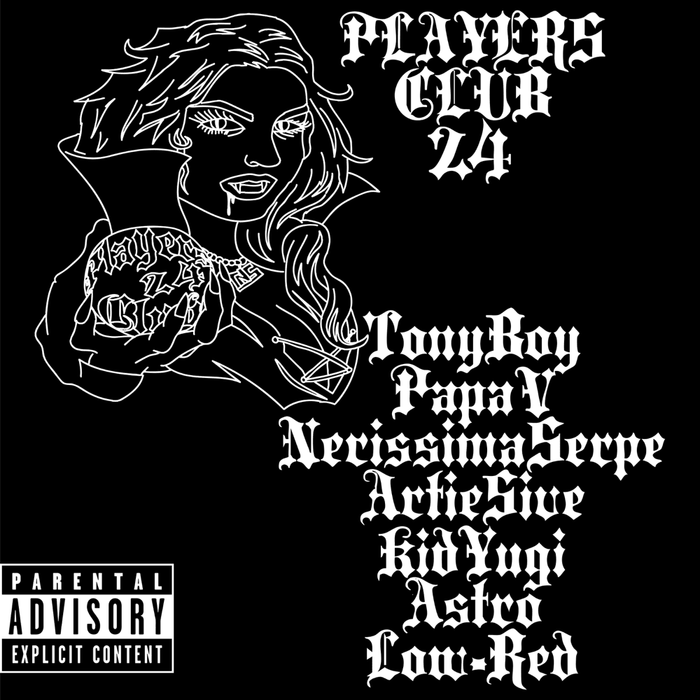 Cover della canzone 'Players Club ’24' di Night Skinny ft. Artie 5ive, Astro (ITA), Kid Yugi, Low-Red, Nerissima Serpe, Papa V, Tony Boy
