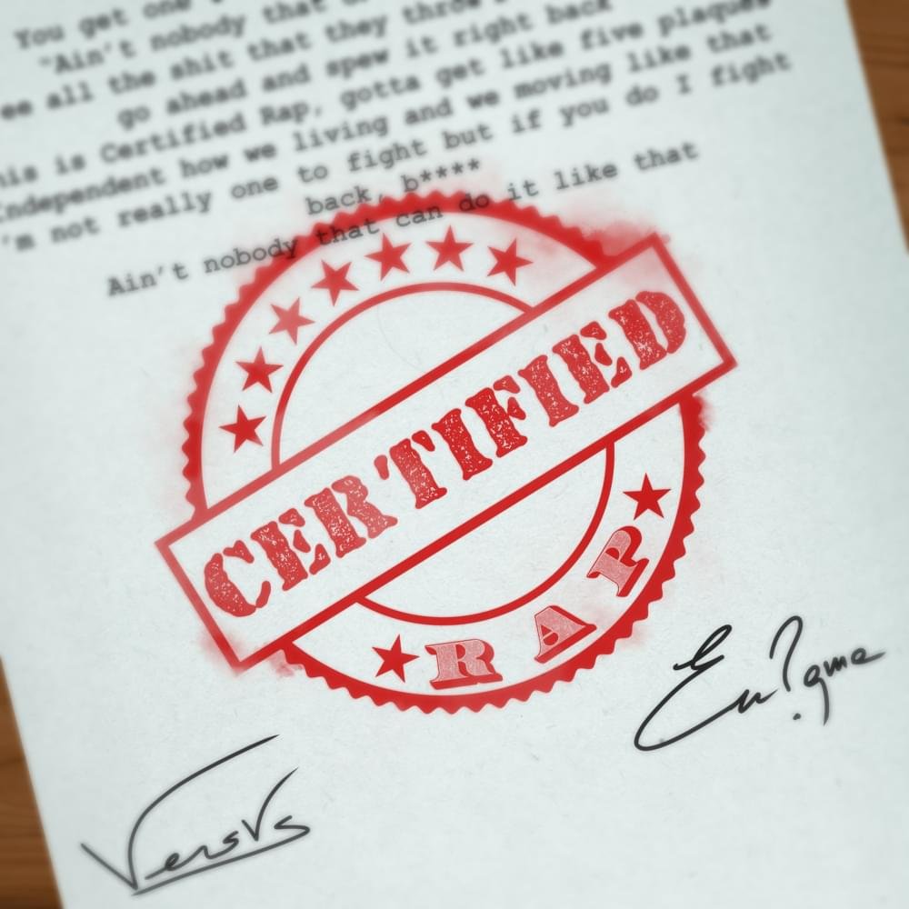 Cover della canzone 'Certified Rap' di Versvs ft. En?gma