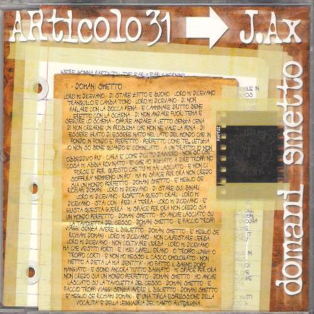 Cover della canzone 'Domani smetto' di Articolo 31